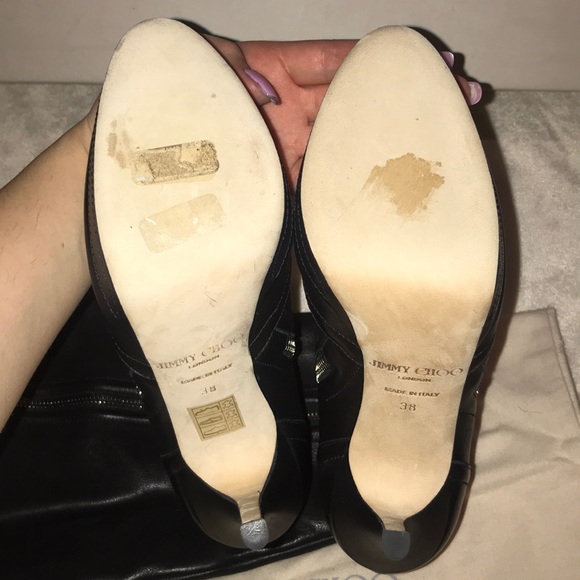 JIMMY CHOO BLACK LEATHER BOOTS - Picture 8 of 8